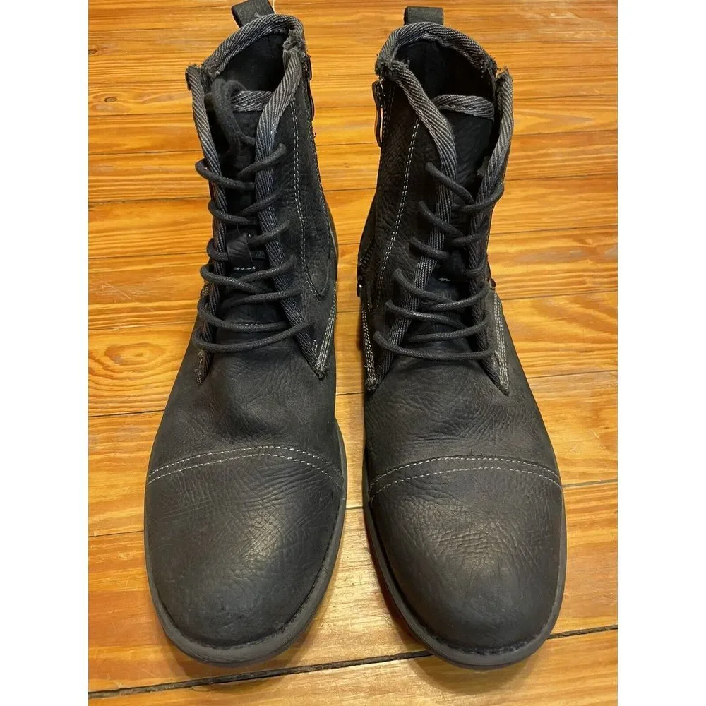 Gray Saks Fifth Avenue Grey Leather Boots Mens‎ Size 12